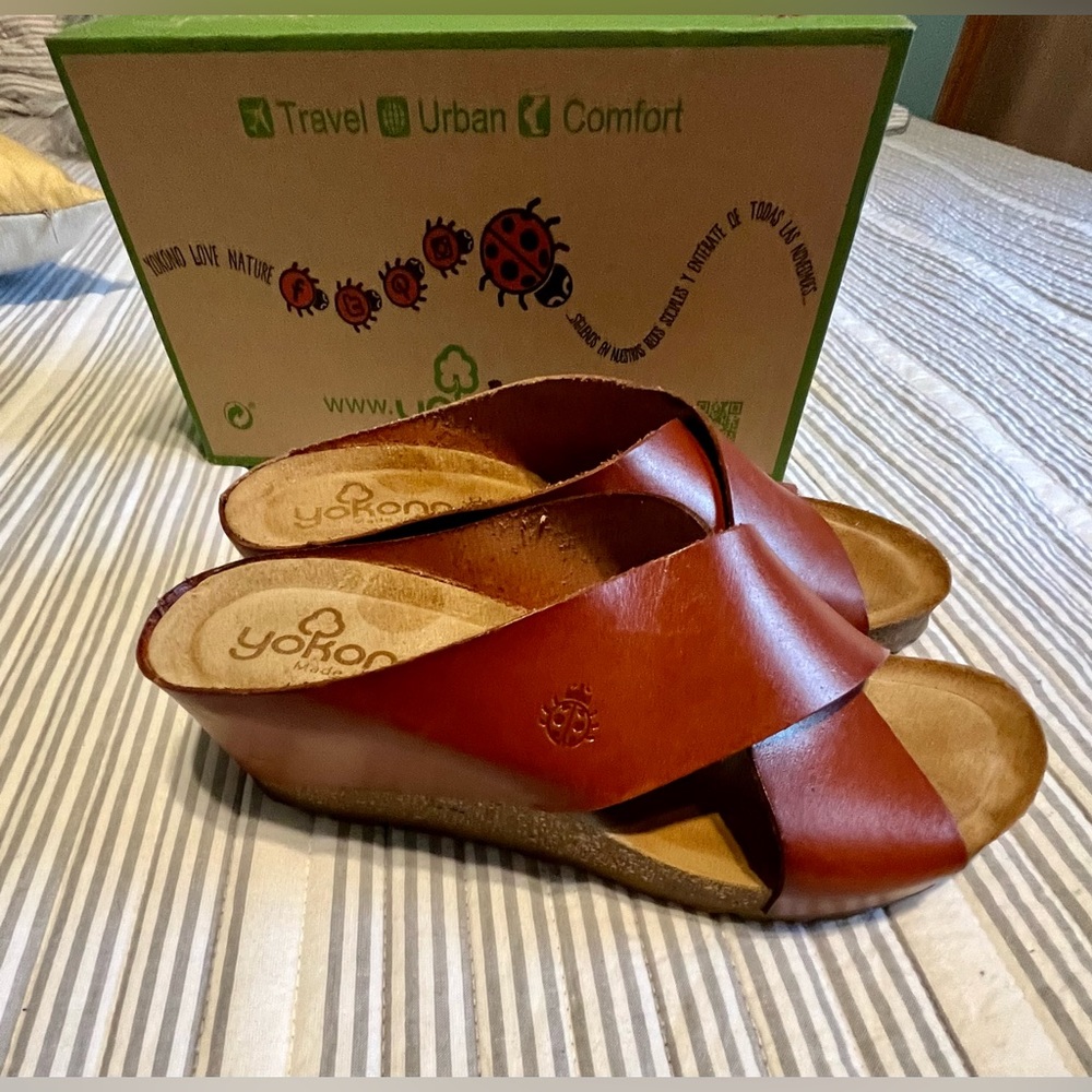 Yokono leather wedge sandals